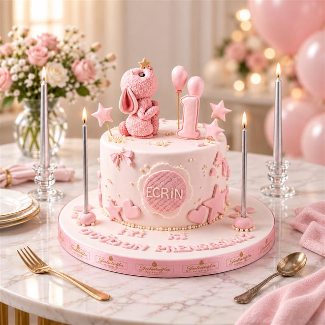 1 Yaş Kız Bebek Pastası No 1031